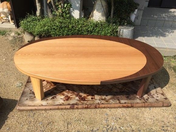 リビングテーブル楕円折りたたみ脚150日本製